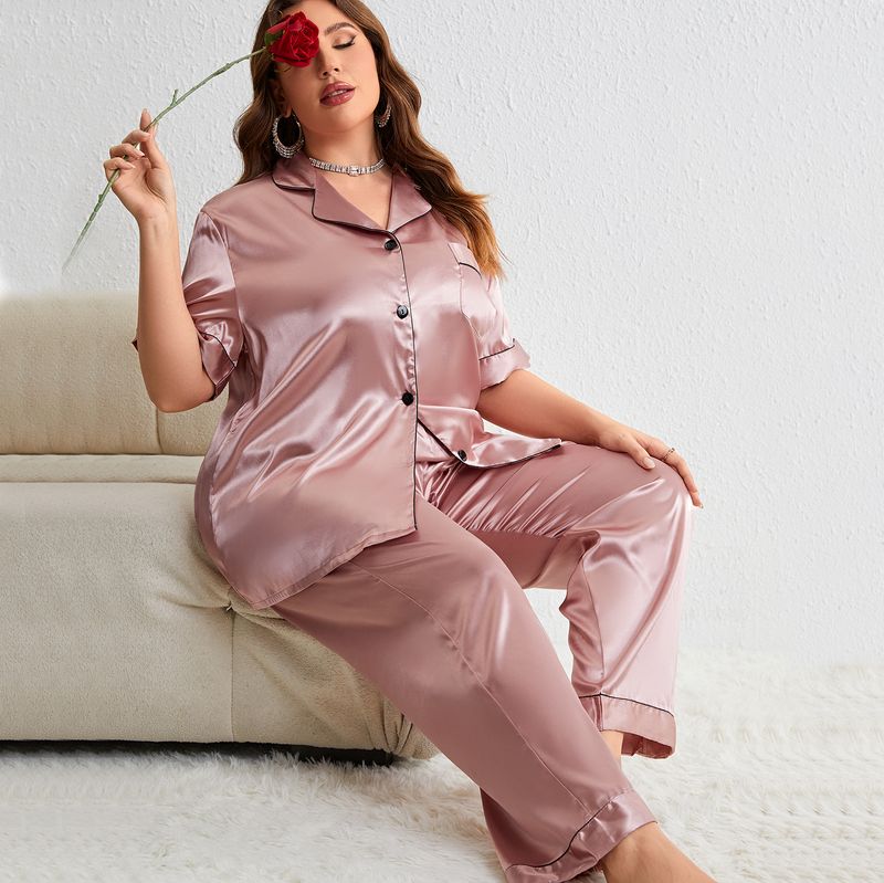 Women's Sleepwears Danilin summer new fashion casual pajamas two piece set plus size loose trousers pajamas thin home clothes_voghion.com