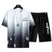 Men's Clothing casual sports suit 2024 summer new style handsome matching shorts Korean version large size loose ice silk short sleeves_voghion.com
