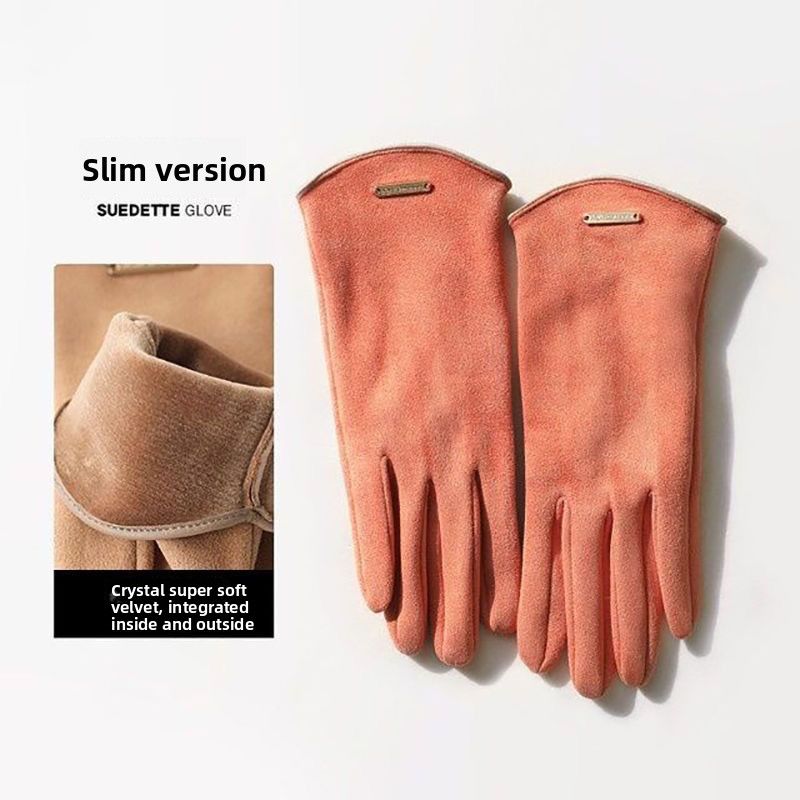 Guanti invernali caldi e antifreddo in pelle scamosciata con touchscreen, foderati in pile, spessi, per ciclismo e guida, da donna giapponesi_voghion.com