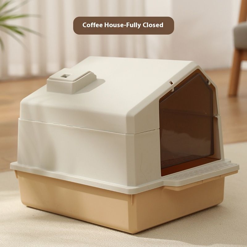 Μεγάλη Πλήρως κλειστή Λεκάνη Απορριμμάτων Αποσπώμενος Σκύλος με Πόρτα Γάτα Τουαλέτα Προμήθειες για κατοικίδια_voghion.com