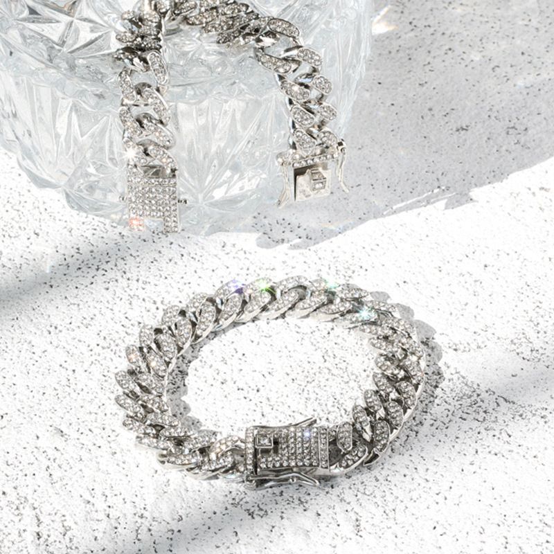 Ensemble de bijoux 2 pièces/ensemble Montre homme diamant tendance hip-hop performance grand cadran_voghion.com