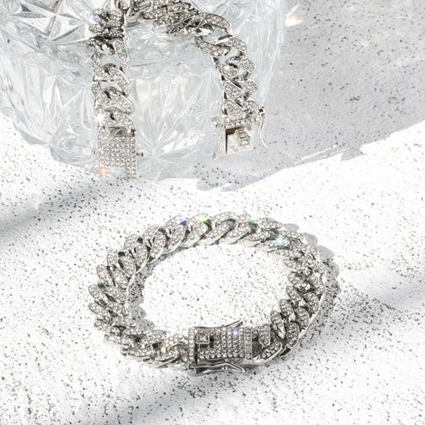 Ensemble de bijoux 2 pièces/ensemble Montre homme diamant tendance hip-hop performance grand cadran_voghion.com