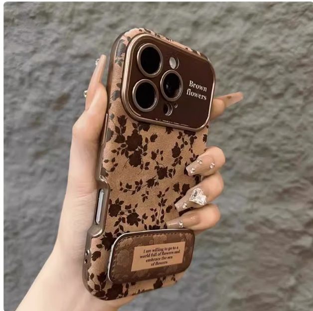 TechGlobe Vintage 3D Camellia Suitable For IPhone 16 Autumn Winter Phone Case 17 Pro Max Large Window 13/14P_voghion.com