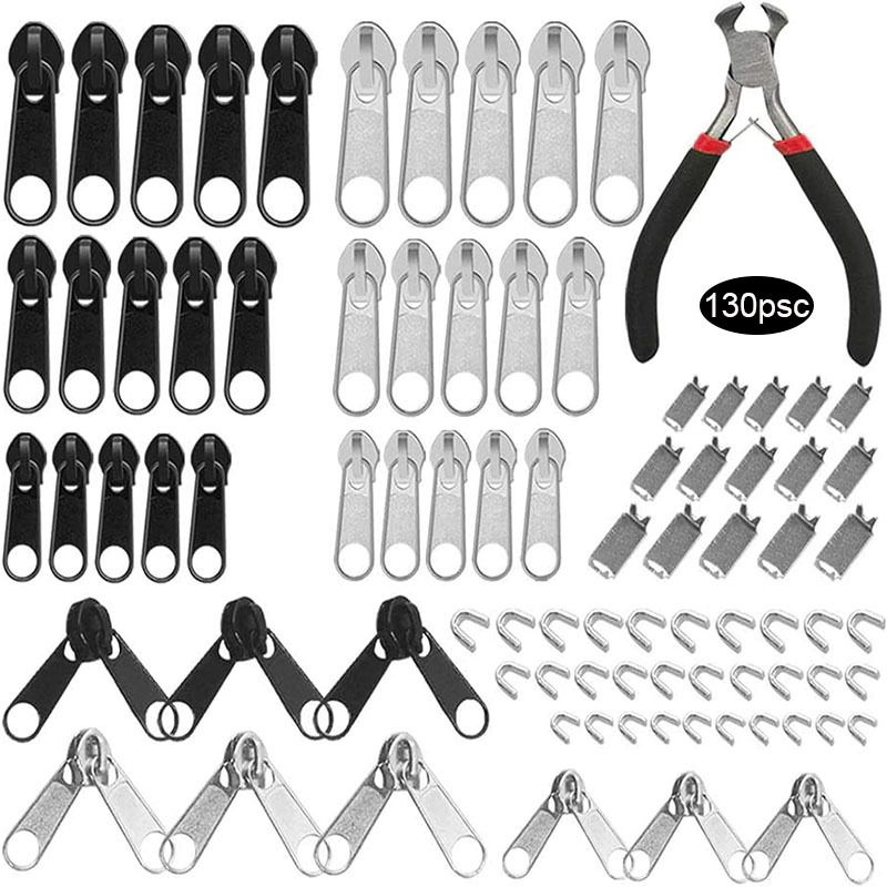 Nr. 3, nr. 5, nr. 8 nylon lynlåsaftrækker til bagage og lædertasker, dobbelt lynlåsaftrækker, kode med fire klor, øvre stop, nedre stop, U-kode med tang_voghion.com