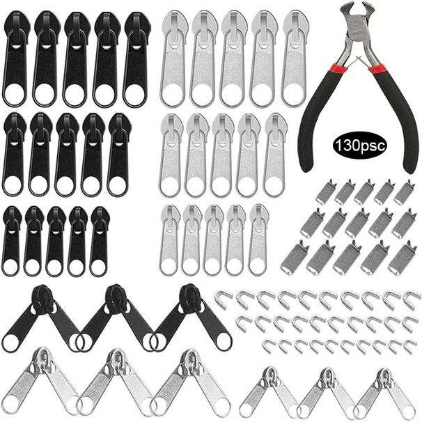 Nr. 3, nr. 5, nr. 8 nylon lynlåsaftrækker til bagage og lædertasker, dobbelt lynlåsaftrækker, kode med fire klor, øvre stop, nedre stop, U-kode med tang_voghion.com