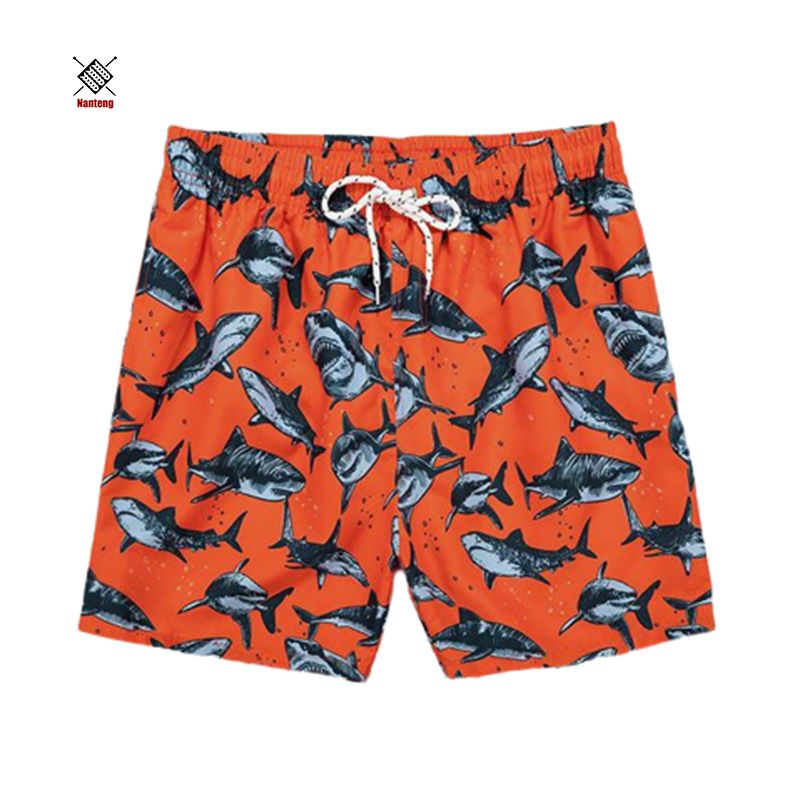 Custom Orange Shark Pattern Design For Summer Fiess Running Athletic Cotton Men'S Shorts514_voghion.com