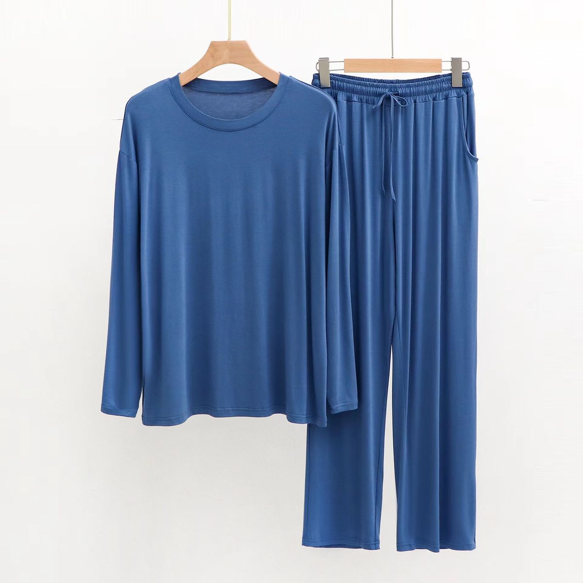 Set da due pezzi da uomo in modal Bitcotton, con maniche lunghe elastiche e pantaloni lunghi, ampio e casual, edizione coreana_voghion.com