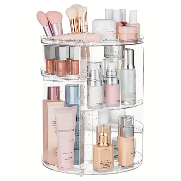 360° Rotating Makeup Shelf - Spinning Countertop Clear_voghion.com