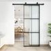JUBEST 30in X 80in Glass Sliding Barn Door, 3-Panel Black Aluminum Frame And Clear Tempered Glass Modern French Door, Easy To Install (No Sliding Hardware Kit)_voghion.com