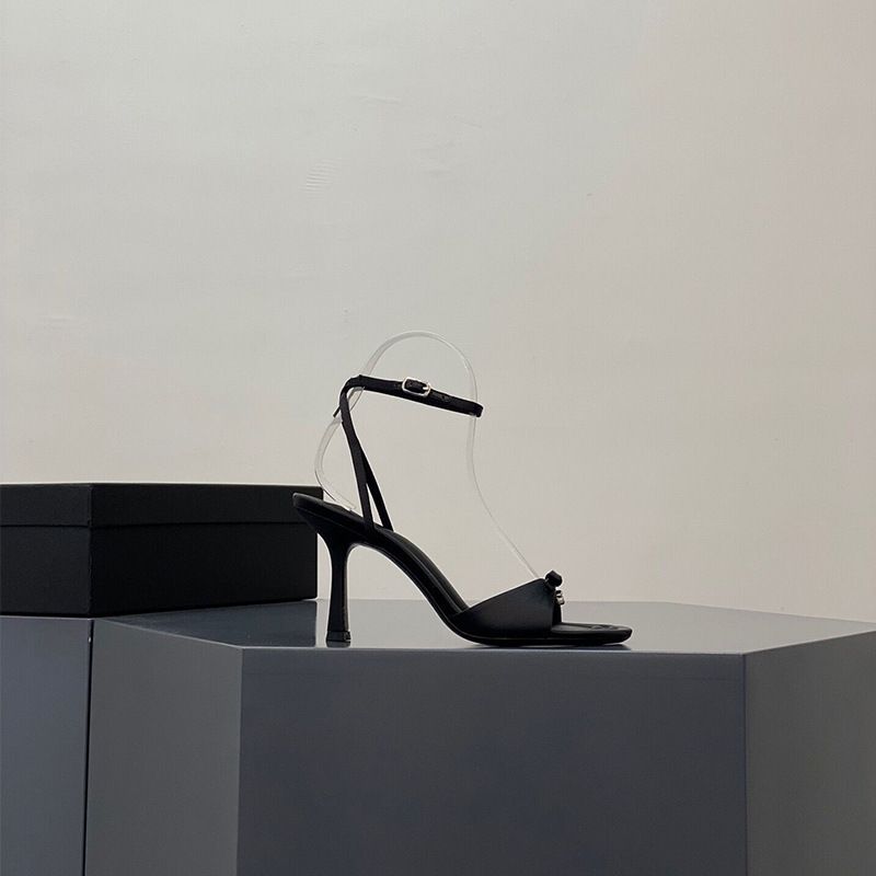 2024 Nieuwe Zomer Strik Satijnen Hoge Hakken Vrouwelijke Strass Letters Stiletto Hakken Open Teen Sandalen Roze_voghion.com