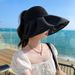 Korean version of new women's knitted mesh bow, empty top protection hat, summer sequin large brim sun hat_voghion.com