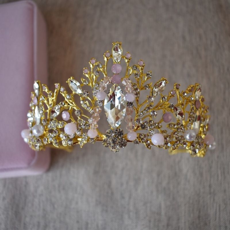 New bridal crown string crystal tiara inlaid with diamonds adult birthday crown wedding tiara with dress jewelry headband_voghion.com