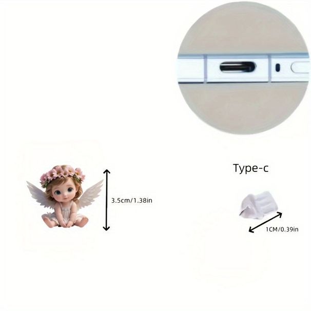 Neu Acryl Rosa Engel Baby Telefon Anti-Staub Anhänger Für EINE Pple Android Typ-C Staub_voghion.com