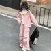 Mädchen Herbstmode Kapuzenpullover-Set, Größe M und älter, Koreanischer Stil, lockeres Oberteil, weite Hose, zweiteiliges Set, trendig_voghion.com