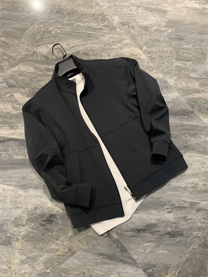 Men's Clothing Washed rice lattice fabric autumn new wrinkled knitted men's stand up collar jacket_voghion.com