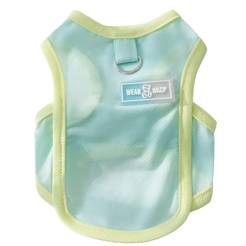 Camiseta regata de seda gradiente fria para cães pequenos, gatos, saindo com dois pés, primavera e verão, roupas finas para cães de estimação_voghion.com