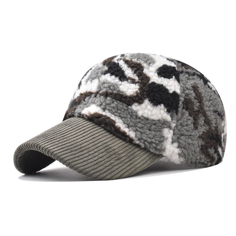 2023 New Lamb Hair Winter Camo Baseball Duck Tongue Outdoor Sunshade Hat_voghion.com