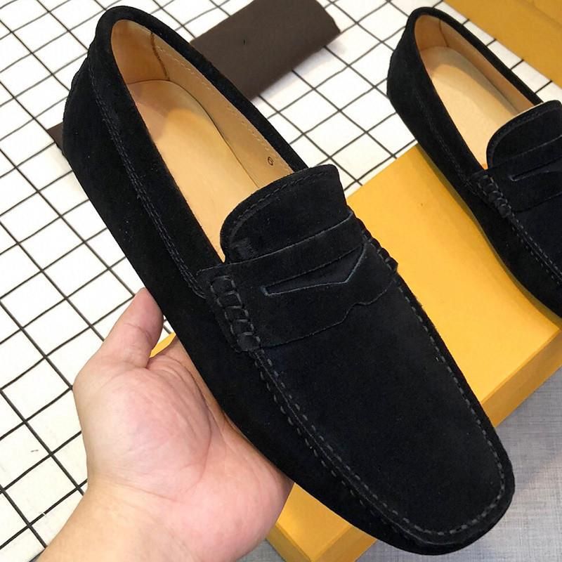 Atmungsaktive First Layer Rindsleder Herren Trendy Brand Wildleder Slip-On Driving Lazy Schuhe_voghion.com