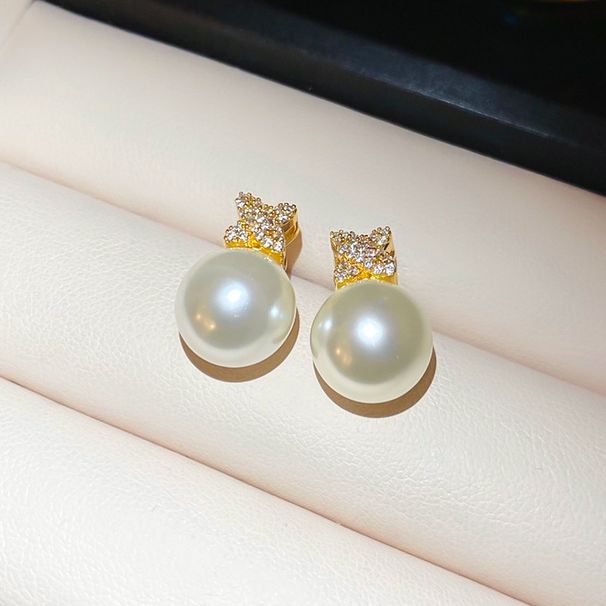 Orecchini in argento con zirconi e perle a croce, moda francese, versatili, leggeri, di lusso, di alta qualità, per le donne_voghion.com