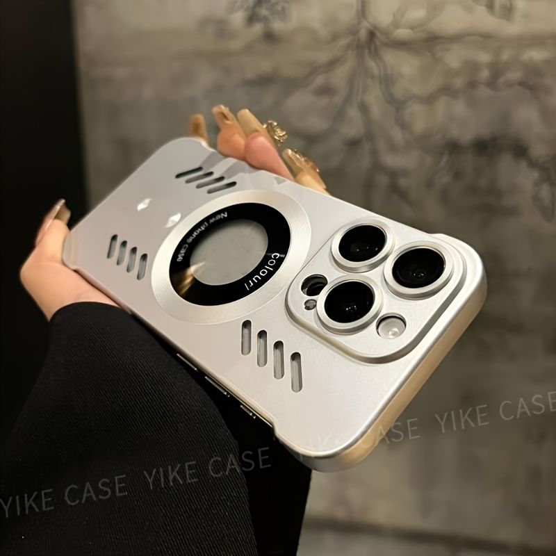 Suitable for 14 15 Pro Promax Summer Heat Dissipation Ice Feeling PC + Acrylic Anti-Drop And Scratch-Resistant Mobile Phone Case Back Hollow Plus_voghion.com