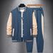 Herrenbekleidung Herren Herbst und Winter Neue Baseballjacke Lässiges All-Match-Cardigan-Jacken-Farblich passendes Sporthosen-Set_voghion.com