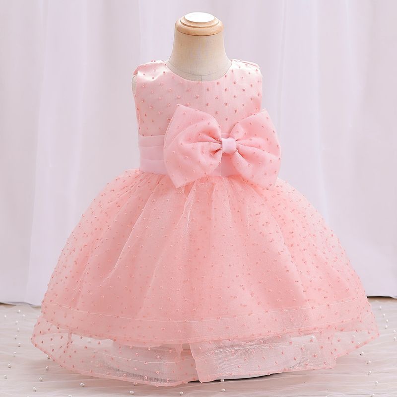 Mutter & Kinder außenhandel baby taufe kleid ein jahr alt vollmond kleid mädchen mesh tüll rock großen bogen prinzessin kleid spot_voghion.com