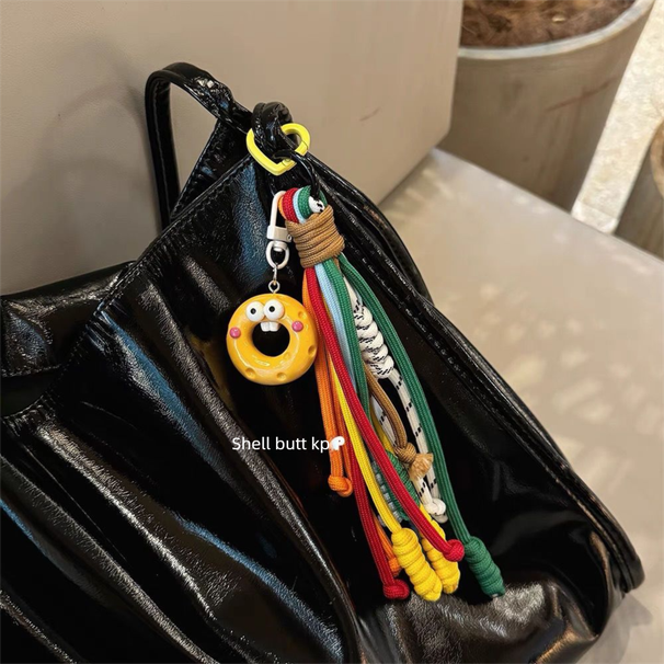 Rainbow Color Cute Funny Sausage Mouth Colorful Korean Style Ins Bag Pendant Couple Backpack Keychain Color-Block_voghion.com