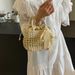 Straw Bag Woven Bag Mori Straw Bag Female Crossbody Beach Holiday Beach Bag Portable Bucket Bag_voghion.com