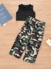 Kleinkind Mädchen Kleidung Mode Anzug Trendy Weste Camouflage Hip Hop Overalls Zwei Stück Set_voghion.com