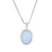 Collana da donna con ciondolo in acquamarina in argento puro S999 - Elegante design ovale, versatile catena per clavicola, stile di nicchia di alta gamma_voghion.com
