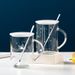 Luminous Heat-Resistant Glass Handle, Starry Sky Office Cup Men Women, Transparent Mug For Tea Coffee With Lid And Spoon_voghion.com