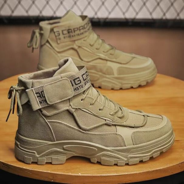 Ανδρικές μπότες εργασίας Black Duty Combat Army Safety Boots Αδιάβροχα από γνήσιο δέρμα Lace Up Site Tactical Security_voghion.com