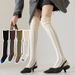 Calzini alti fino alla coscia 2025d per donna, calzini lunghi sopra il ginocchio, stile passerella, strisce verticali Ins, bocca larga, dimagrimento di nicchia,_voghion.com