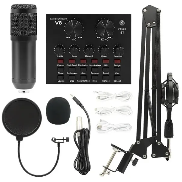 better Quality BM800 Professional Microphone Condenser Mic V8 V9 V10 Sound Card PC Computer Audio USB Recording Studio Game Live_voghion.com