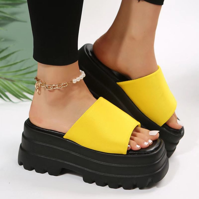 Foreign Trade Thick-soled Sandals Women 2023 Summer New Fashion Muffin With thick-soled large size word sandals and slippers women_voghion.com