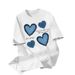 Trendy Summer Women's Short Sleeve T-Shirt With Denim Print & Heart Pattern – Casual Crew Neck Tee For Daily Wear_voghion.com