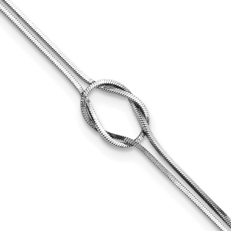 Sterling Silver RH-plated Fancy Loop 9in Plus 1in Ext Anklet_voghion.com
