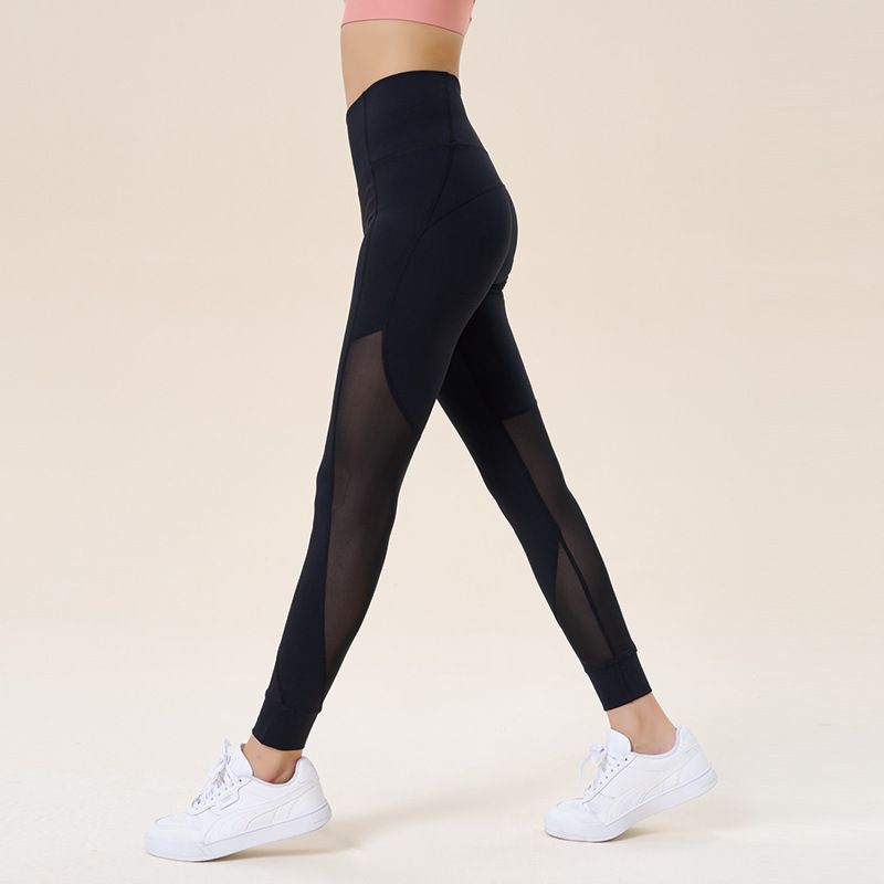 Frühling Sommer Neue Fitness Hohl Mesh Enge Schnelltrocknende Professionelle Sport Elastische Neun-Punkt-Yogahose Für Frauen_voghion.com