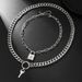 Double Layer Cuban Chain Necklace Retro Punk Lock Key Pendant Clavicle Chain Multi Layer Stacking Sweater Chain Female_voghion.com