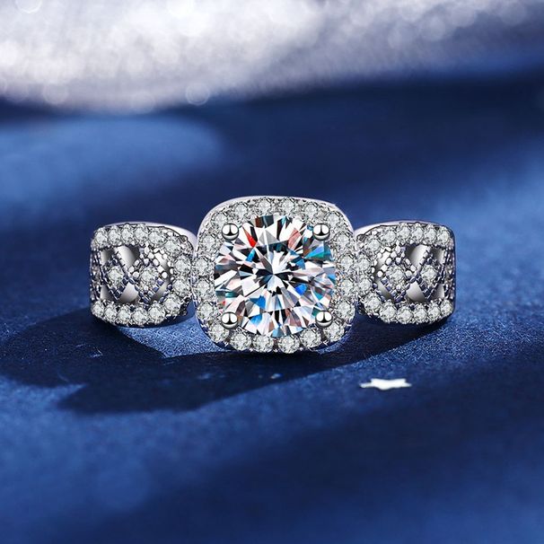 Anello da sposa di lusso da donna in argento sterling con moissanite da 1 carato, anello quadrato principessa, anello retrò in pizzo_voghion.com