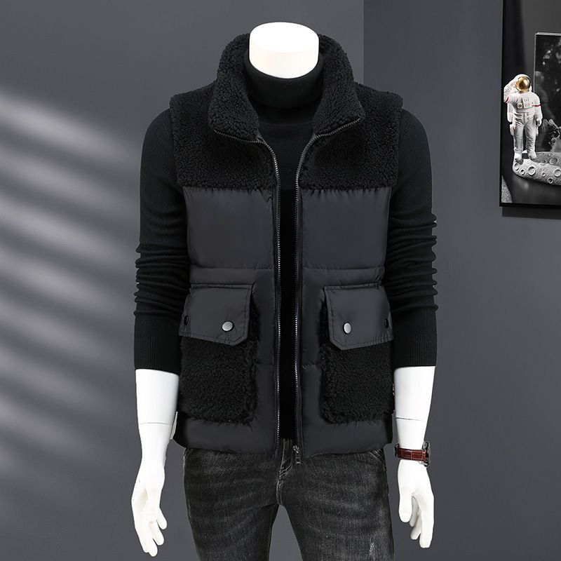 Gesteppte Winterweste für Herren mit Kragen aus Kunstlammfell – Slim Fit Pufferweste mit Fleecefutter für lässige und stylische Outfits_voghion.com