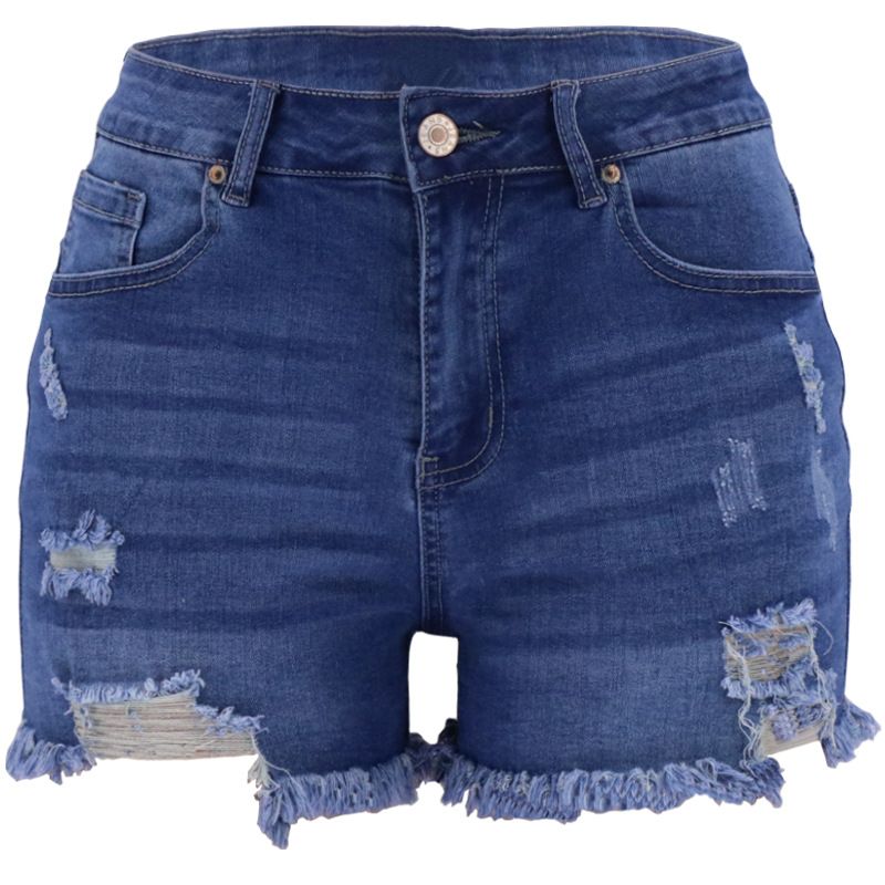 New Style Platform Four Color Hole High Waist Women's Denim Shorts_voghion.com
