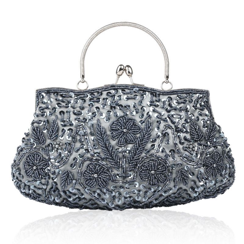 Borsa da sera con ricamo di perline realizzata esclusivamente a mano, disponibile in vari colori, semplice e alla moda._voghion.com