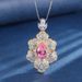 Zhuang Shengsheng Jewelry Copper Bottom Gold Plated Simulation Sakura Pink Creative Flower Shape Full Diamond Luxury Set_voghion.com