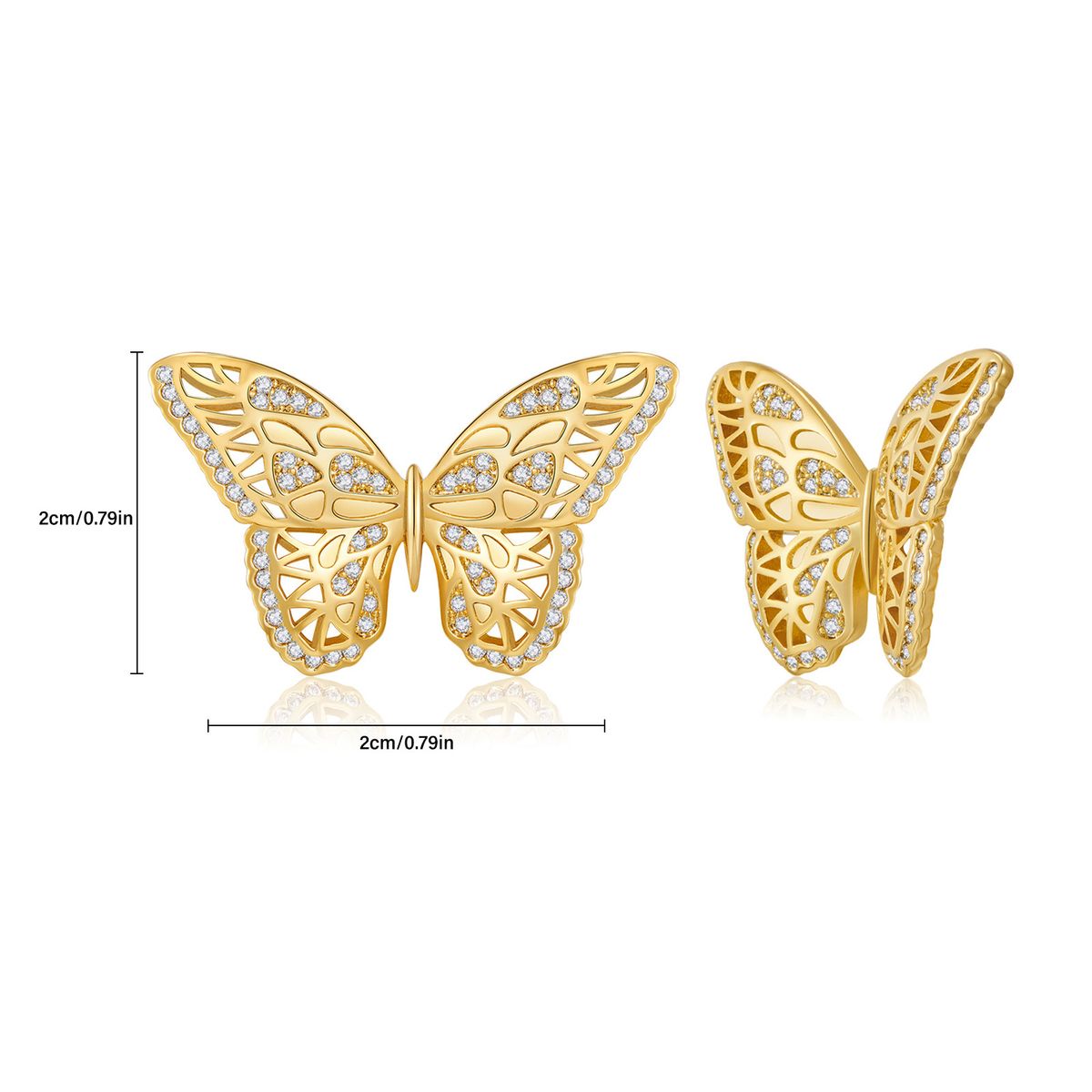 Exaggerated niche design hollow butterfly earrings inlaid with zircon light luxury high end women's earring accessories_voghion.com