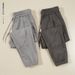 Men's Suede-Like Jogger Pants Retro Casual Tapered Pants With Drawstring Waist_voghion.com