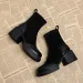Sapatos curtos para mulher Botas femininas pretas de cano curto Calçados de meia Botas de combate Salto muito alto Camurça Estilo punk Salto alto_voghion.com