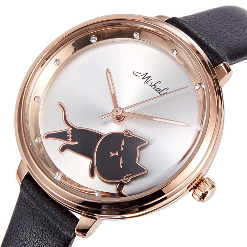 2021 New Style Swinging Head, Swinging Brain, Cat, Niche Design, Light Luxury Watch, Women's Simple Temperament, Middle And High School Students_voghion.com