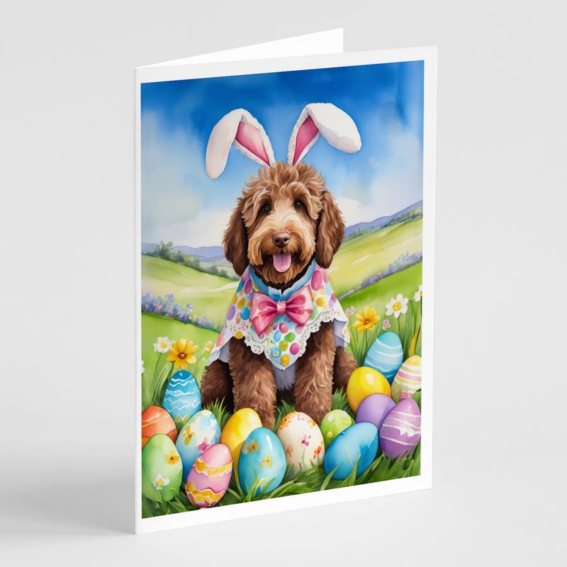 Labradoodle Easter Egg Hunt Greeting Cards Pack of 8 Blank Cards with Envelopes Whimsical A7 Size 5x7 Blank Note Cards_voghion.com