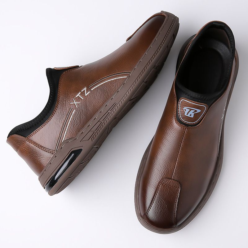 Men's Slip-On Leather Loafers - Soft Sole Comfortable Driving Shoes For Business Casual_voghion.com